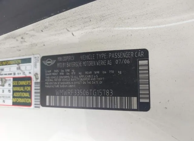 WMWRF33506TG15783 2006 2006 Mini Cooper 9