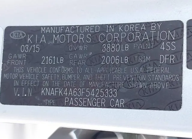 KNAFK4A63F5425333 2015 2015 KIA Forte- LX 9