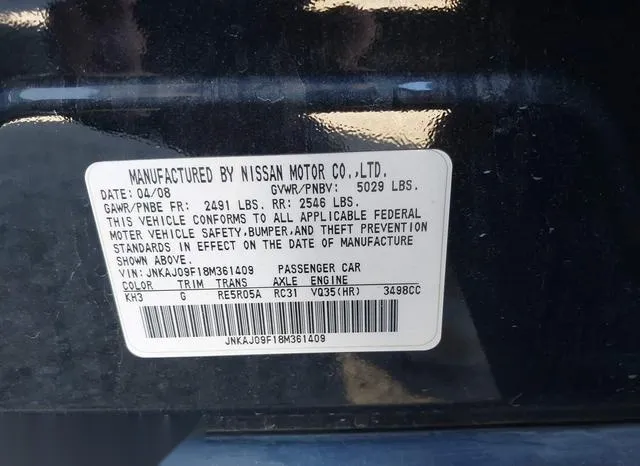 JNKAJ09F18M361409 2008 2008 Infiniti EX35- Journey 9