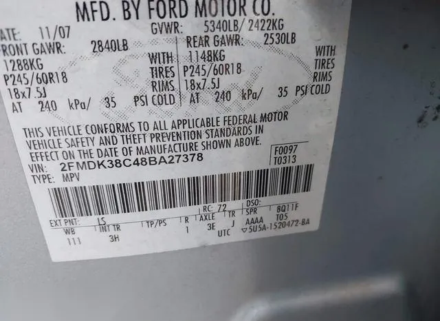 2FMDK38C48BA27378 2008 2008 Ford Edge- Sel 9