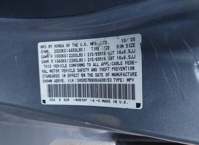 SHSRD78906U408153 2006 2006 Honda CR-V- SE 9