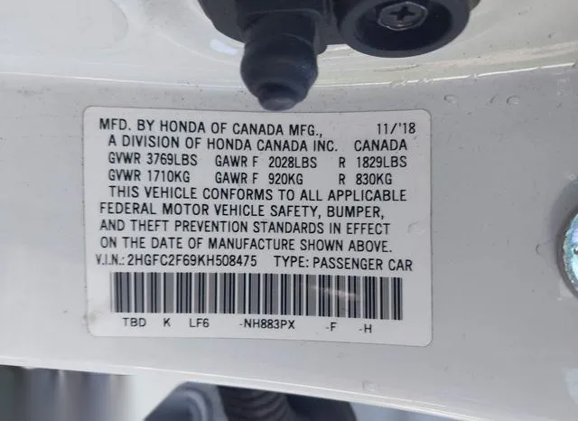 2HGFC2F69KH508475 2019 2019 Honda Civic- LX 9