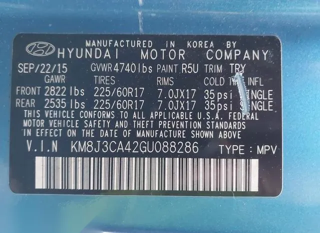 KM8J3CA42GU088286 2016 2016 Hyundai Tucson- SE 9