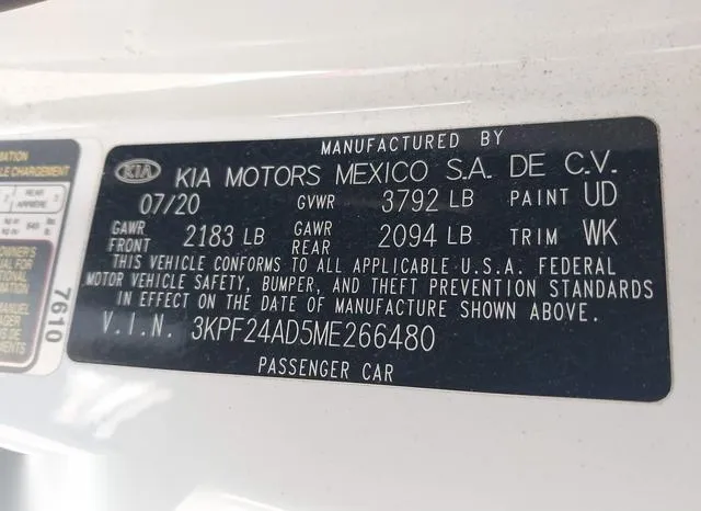 3KPF24AD5ME266480 2021 2021 KIA Forte- Lxs 9