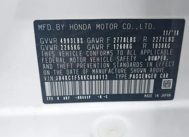 JH4KC1F58KC000112 2019 2019 Acura RLX- Standard 9