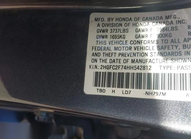 2HGFC2F74HH542812 2017 2017 Honda Civic- EX 9