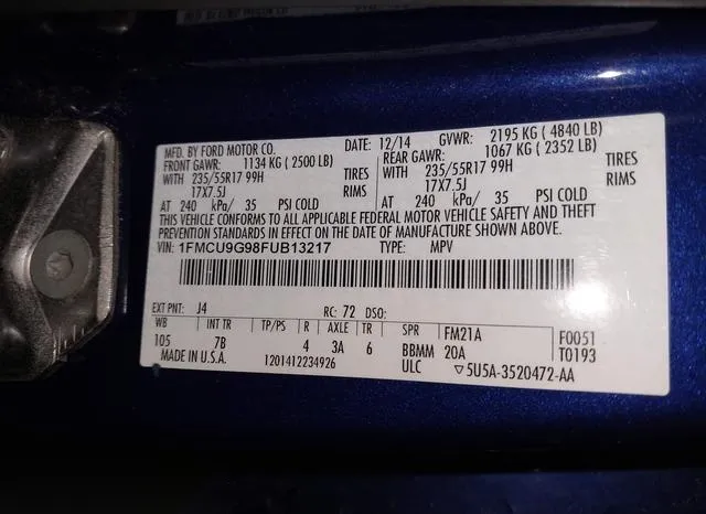 1FMCU9G98FUB13217 2015 2015 Ford Escape- SE 9