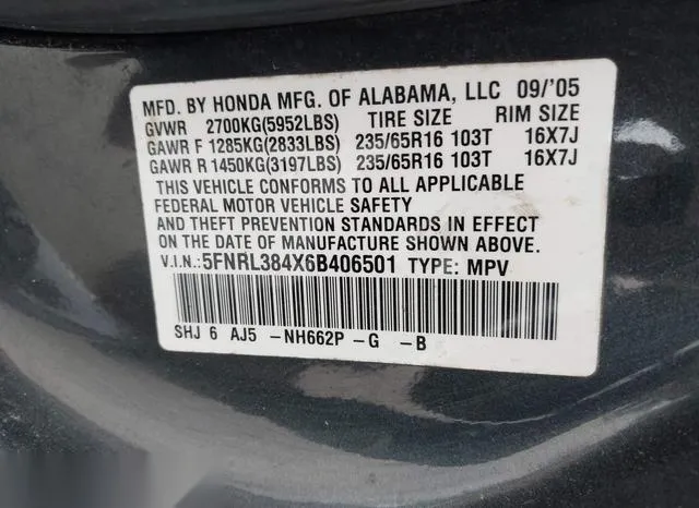 5FNRL384X6B406501 2006 2006 Honda Odyssey- EX 9