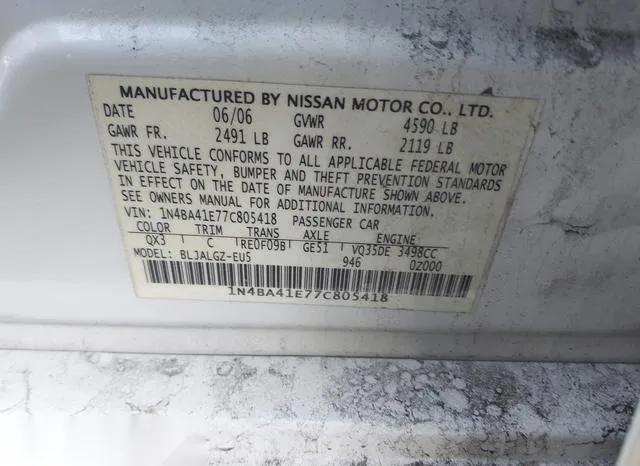 1N4BA41E77C805418 2007 2007 Nissan Maxima- 3-5 SL 9