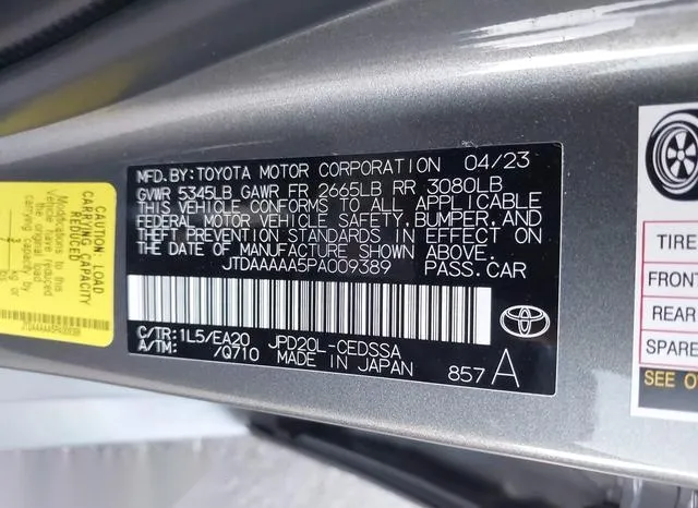 JTDAAAAA5PA009389 2023 2023 Toyota Mirai- Xle 9