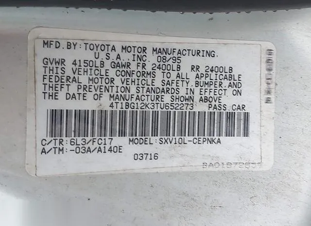 4T1BG12K3TU652273 1996 1996 Toyota Camry- Dx/Le/Xle 9