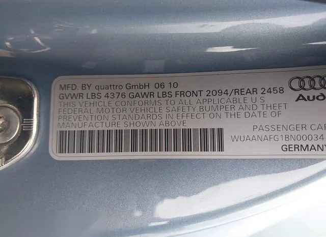 WUAANAFG1BN000341 2011 2011 Audi R8- 5-2 9