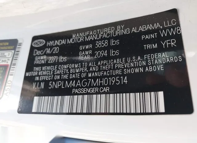 5NPLM4AG7MH019514 2021 2021 Hyundai Elantra- Sel 9