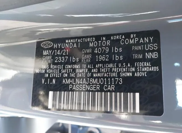 KMHLN4AJ8MU011173 2021 2021 Hyundai Elantra- Hybrid Limited 9