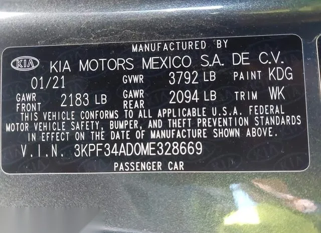 3KPF34AD0ME328669 2021 2021 KIA Forte- Gt-Line 9