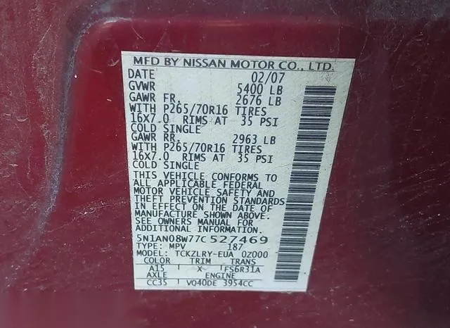 5N1AN08W77C527469 2007 2007 Nissan Xterra- S 9