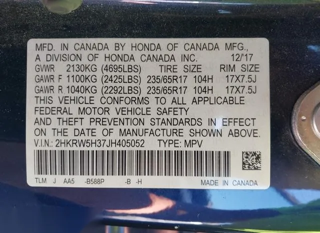 2HKRW5H37JH405052 2018 2018 Honda CR-V- LX 9