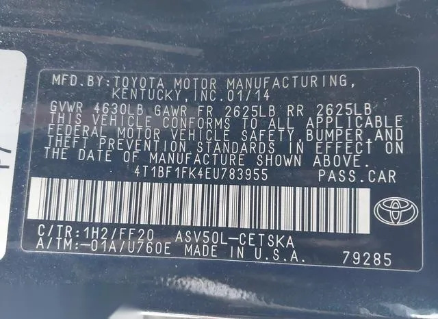 4T1BF1FK4EU783955 2014 2014 Toyota Camry- SE 9