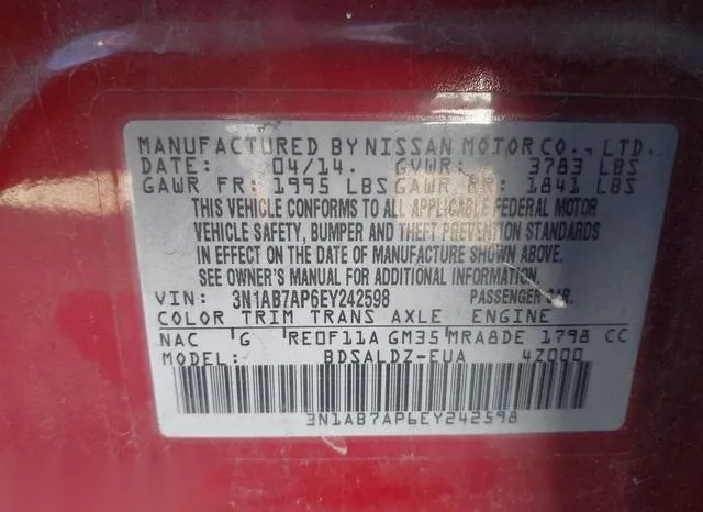 3N1AB7AP6EY242598 2014 2014 Nissan Sentra- SV 9