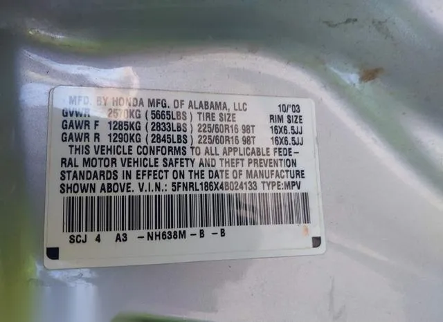 5FNRL186X4B024133 2004 2004 Honda Odyssey- EX 9