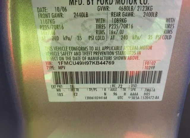 1FMCU49H97KB44769 2007 2007 Ford Escape Hybrid 9