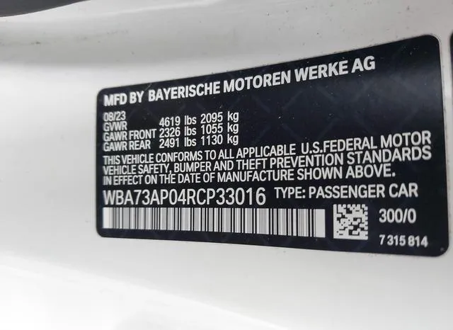 WBA73AP04RCP33016 2024 2024 BMW 4 Series- 430I Xdrive 9