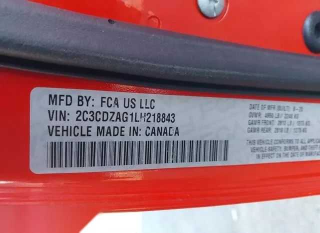 2C3CDZAG1LH218843 2020 2020 Dodge Challenger- Sxt 9