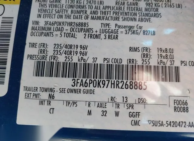 3FA6P0K97HR268885 2017 2017 Ford Fusion- Titanium 9