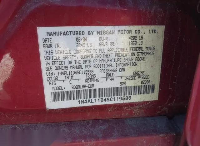 1N4AL11D45C119586 2005 2005 Nissan Altima- 2-5 S 9