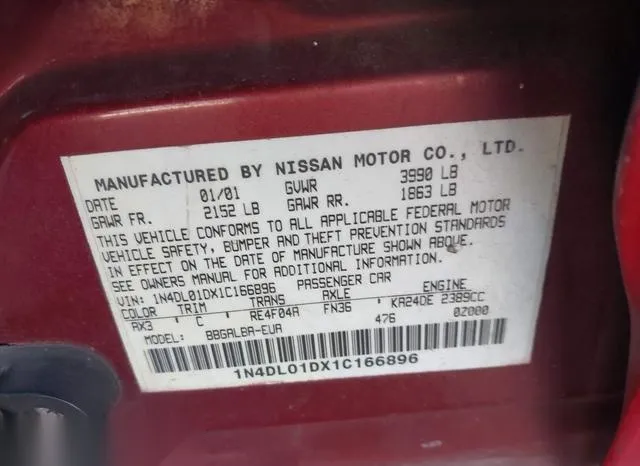 1N4DL01DX1C166896 2001 2001 Nissan Altima- Gxe 9