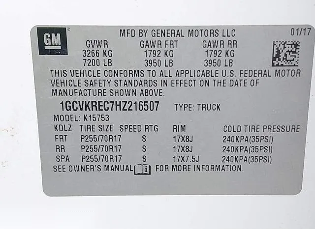 1GCVKREC7HZ216507 2017 2017 Chevrolet Silverado 1500- 1LT 9