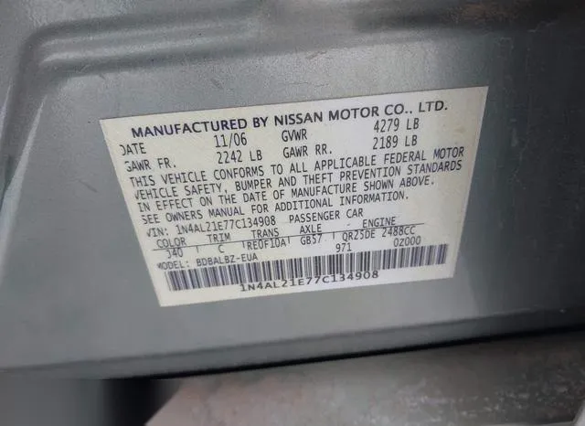 1N4AL21E77C134908 2007 2007 Nissan Altima- 2-5 S 9