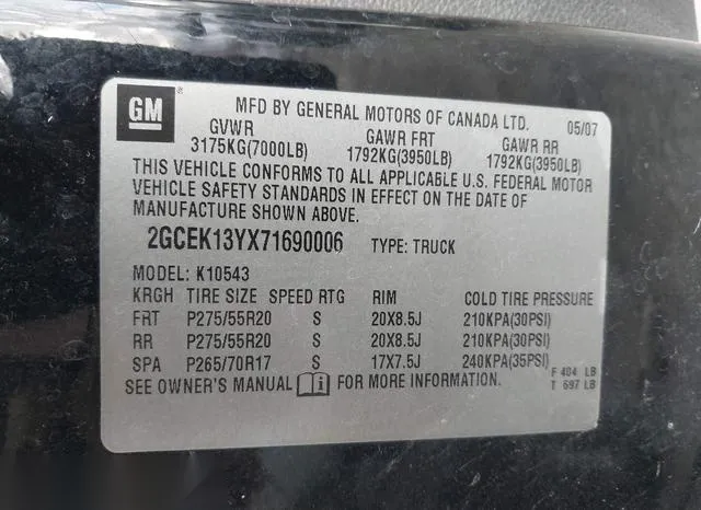 2GCEK13YX71690006 2007 2007 Chevrolet Silverado 1500- Ltz 9