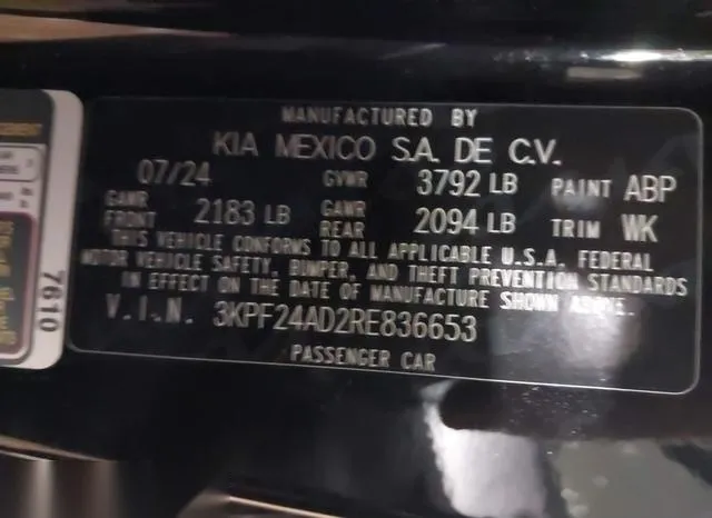 3KPF24AD2RE836653 2024 2024 KIA Forte- Lxs 9