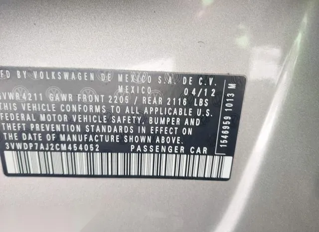 3VWDP7AJ2CM454052 2012 2012 Volkswagen Jetta- 2-5L Se 9