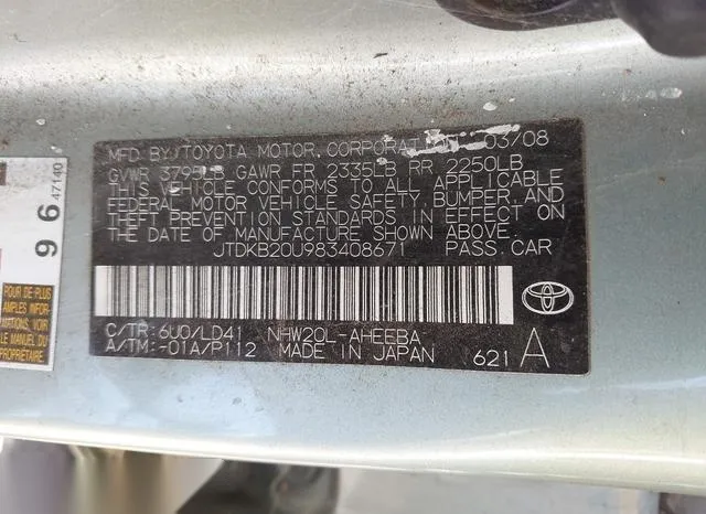 JTDKB20U983408671 2008 2008 Toyota Prius- Touring 9