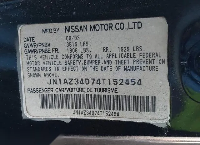 JN1AZ34D74T152454 2004 2004 Nissan 350Z- Touring 9