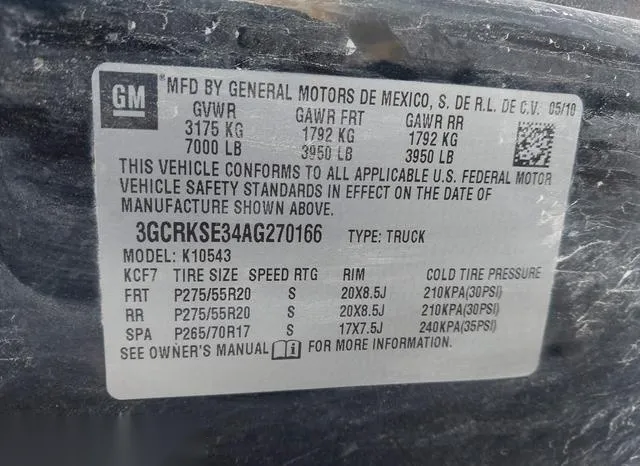 3GCRKSE34AG270166 2010 2010 Chevrolet Silverado 1500- LT 9