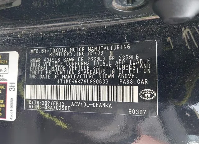 4T1BE46K79U830633 2009 2009 Toyota Camry- LE 9