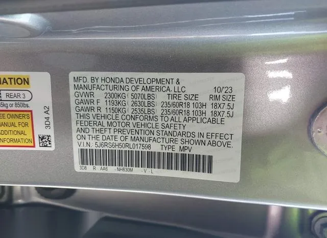 5J6RS6H50RL017598 2024 2024 Honda CR-V- Hybrid Sport 9