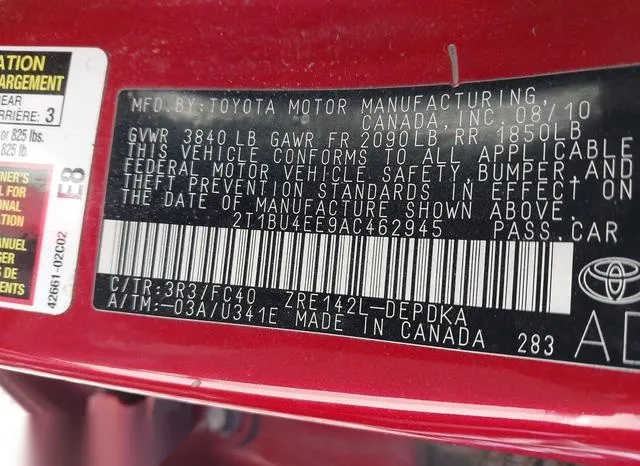 2T1BU4EE9AC462945 2010 2010 Toyota Corolla- LE 9