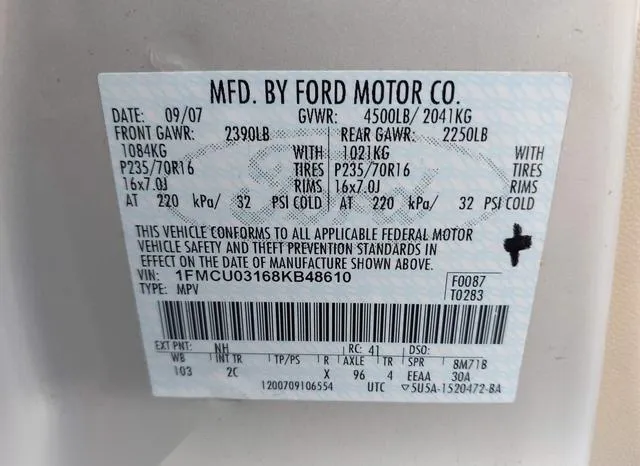 1FMCU03168KB48610 2008 2008 Ford Escape- Xlt 9