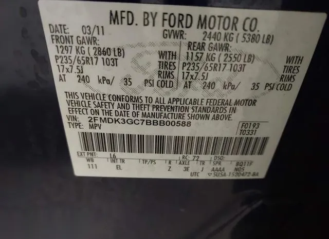 2FMDK3GC7BBB00588 2011 2011 Ford Edge- SE 9