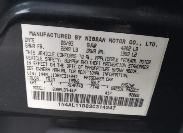 1N4AL11D83C314247 2003 2003 Nissan Altima- 2-5 S 9