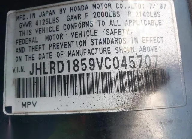 JHLRD1859VC045707 1997 1997 Honda CR-V- LX 9