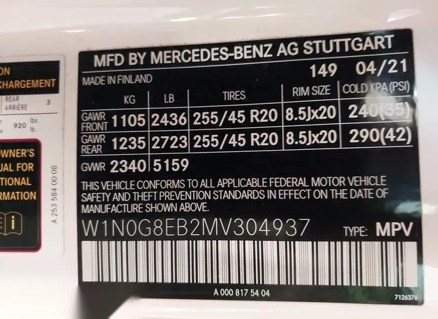 W1N0G8EB2MV304937 2021 2021 Mercedes-Benz GLC 300- 4Matic Suv 9