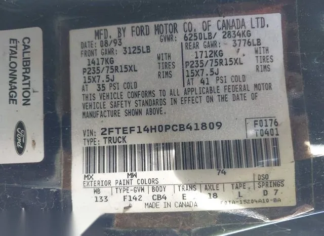 2FTEF14H0PCB41A09 1993 1993 Ford F-150 9