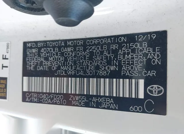 JTDL9RFU4L3017887 2020 2020 Toyota Prius- Le Awd-E 9