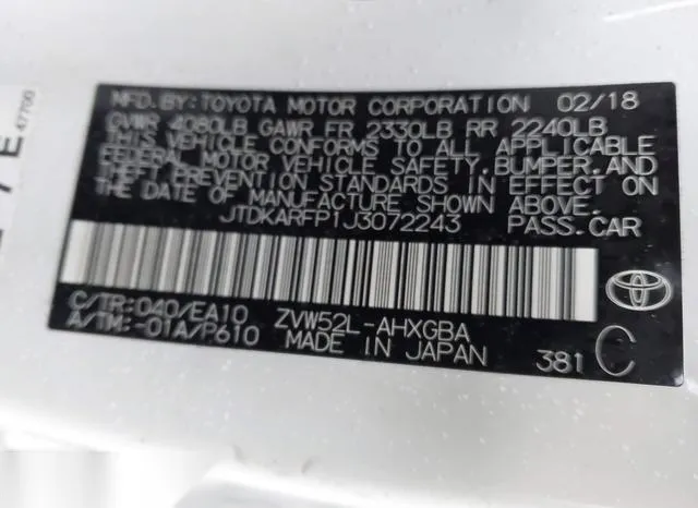 JTDKARFP1J3072243 2018 2018 Toyota Prius- Prime Premium 9