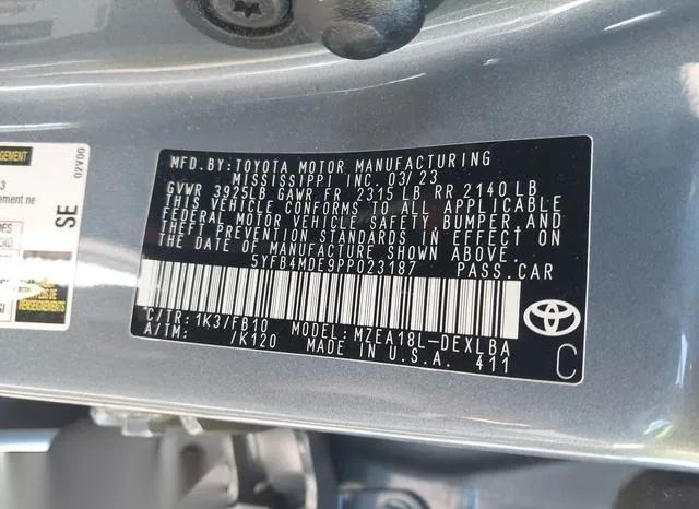 5YFB4MDE9PP023187 2023 2023 Toyota Corolla- LE 9